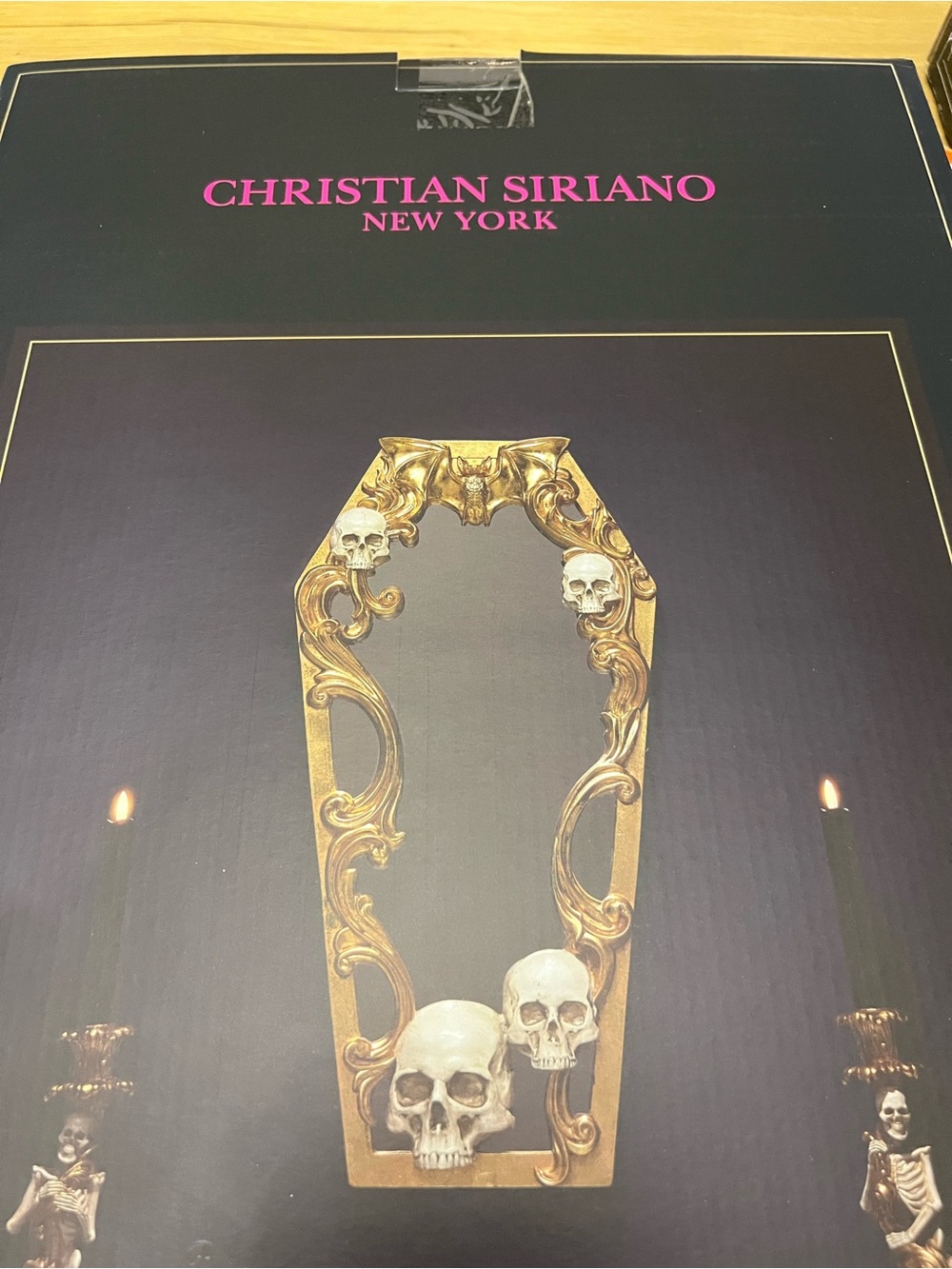Christian Siriano Bat & Skull Gold Mirror - Picture 1 of 7